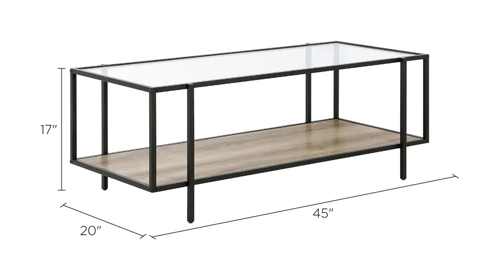 Karinette Rectangular Coffee Table with Shelf Dimensions