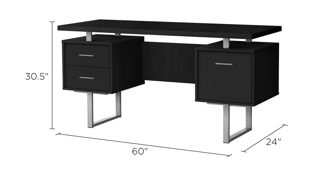 Grover Computer Desk with Floating Desktop Dimensions
