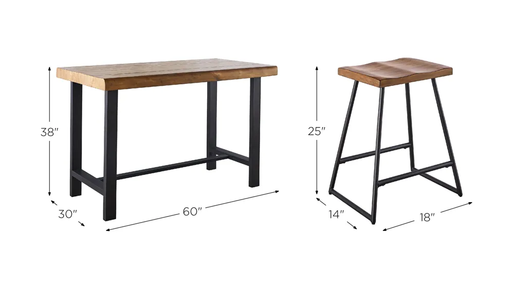 Landen 5-pc. Counter-Height Dining Set Dimensions