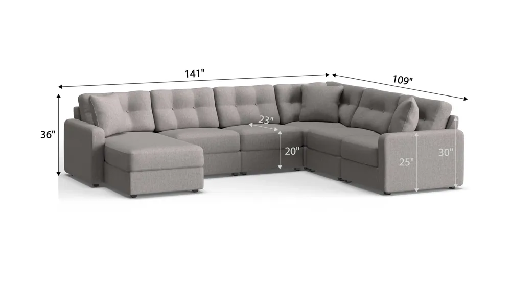 ModularOne 6-pc. Sectional Dimensions