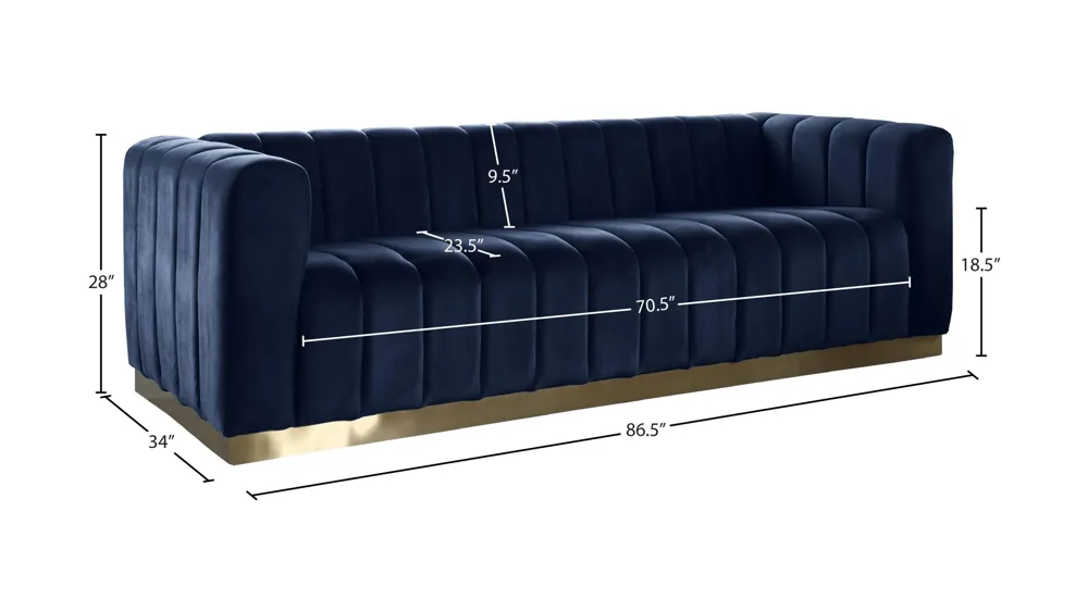 Marlon Velvet Sofa Dimensions