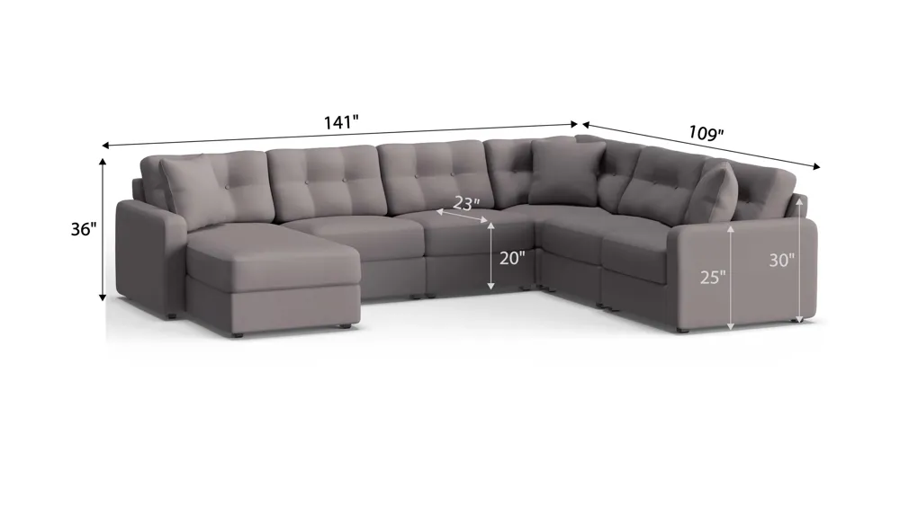 ModularOne 6-pc. Sectional Dimensions
