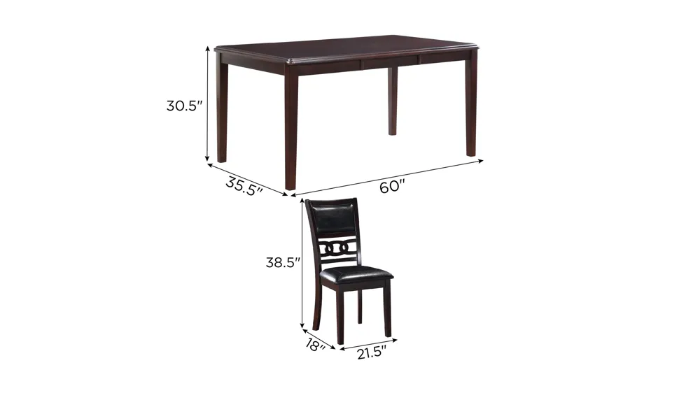 Millie 5-pc. Dining Set Dimensions
