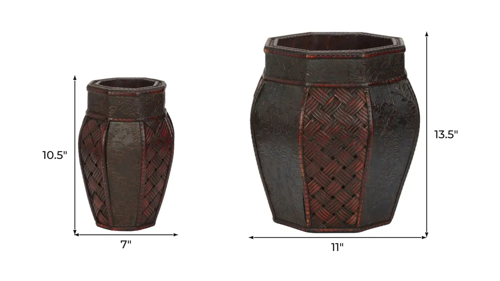 Design and Weave Panel Decorative Planters (Set of 2) Dimensions