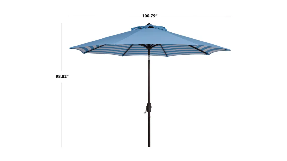 Shay Inside Out Striped 9 ft Crank Outdoor Auto Tilt Umbrella Dimensions