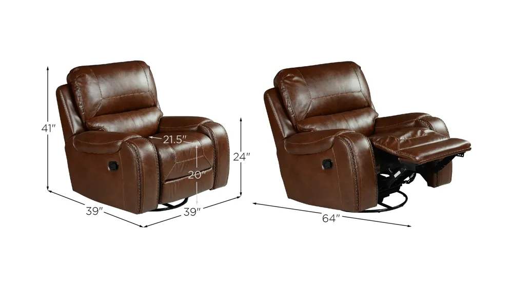 Keily Swivel Glider Recliner Chair Dimensions