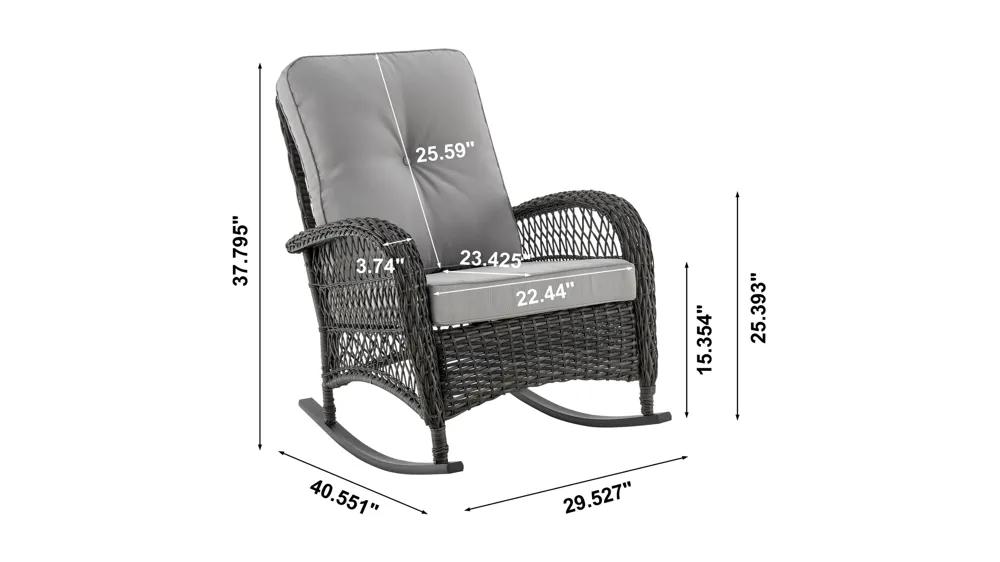 Fruttuo Patio Rocking Chair Dimensions