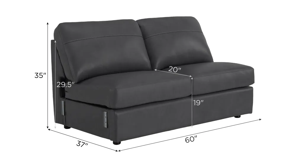 Harley Leather Armless Loveseat Dimensions