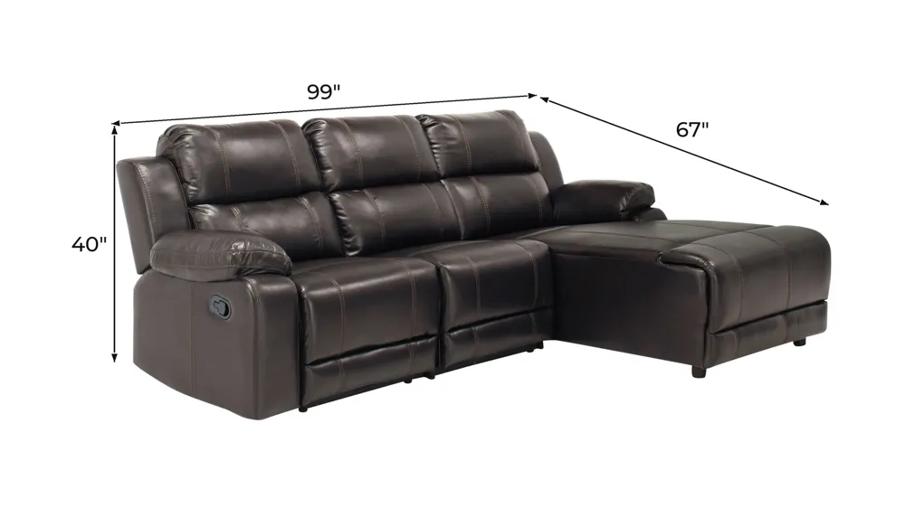 Kerridon 3-pc. Reclining Sectional Dimensions