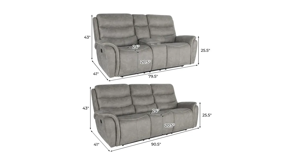 Kamari 2-pc. Manual Living Room Set Dimensions