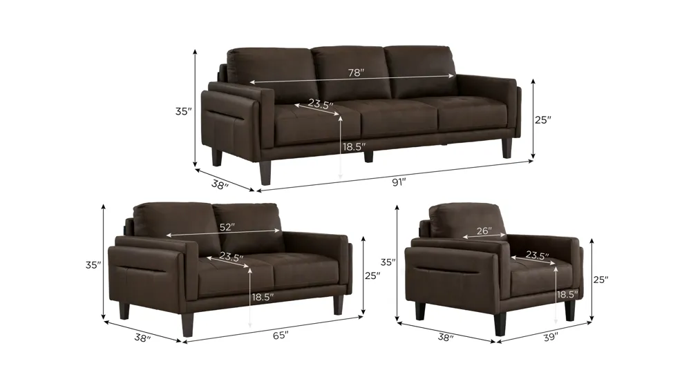 Hunter Living Room Set Dimensions