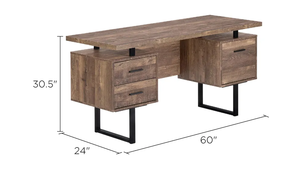 Grover Computer Desk with Floating Desktop Dimensions