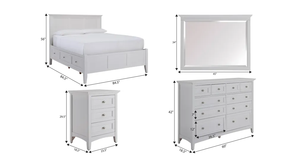 Westlake 4-pc. Bedroom Set w/ Storage Bed Dimensions