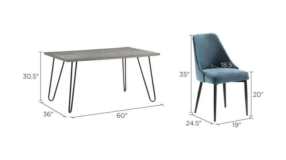 Weston 5-pc Dining Set Dimensions
