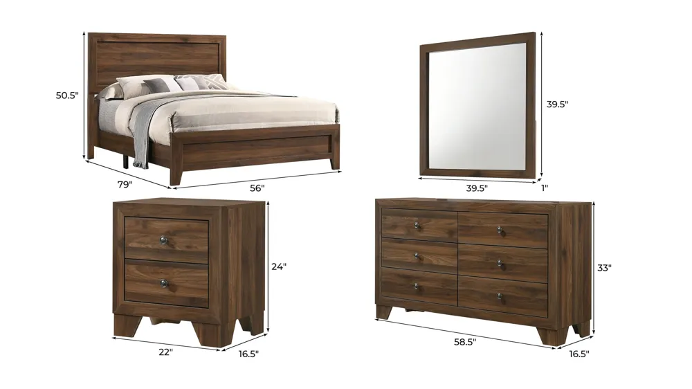 Millie 4-pc. Bedroom Set Dimensions