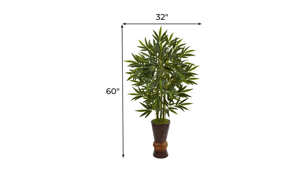5ft. Bamboo Artificial Tree in Bamboo Planter Dimensions