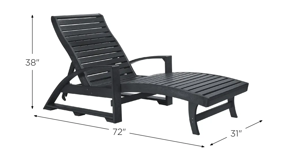 St. Tropez Recycled Outdoor Chaise Lounge with Hidden Wheels Dimensions