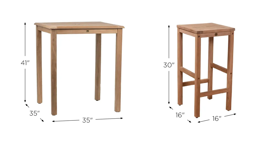 Byrd 4-pc. Outdoor Bar Table Set Dimensions