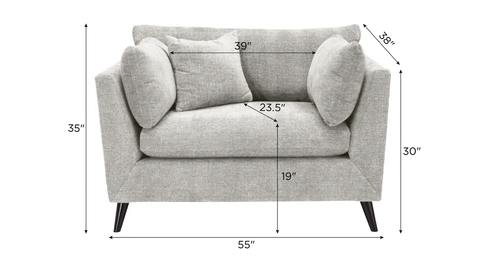 Caruso Chair and a Half Dimensions