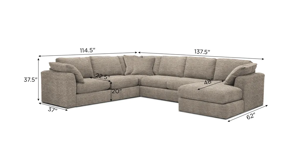 Nappily 4-pc. Sectional Dimensions