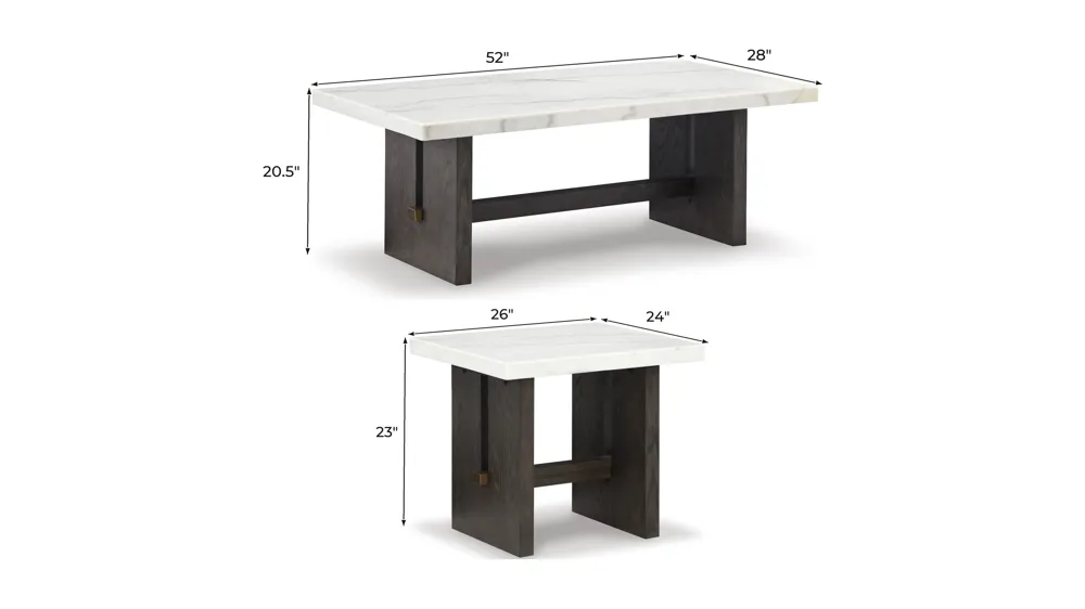 Burkhaus 3-pc. Marble Top Occasional Table Set Dimensions