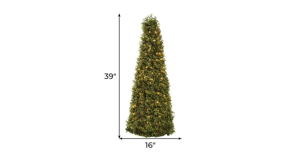 39" Boxwood Cone with Lights Dimensions