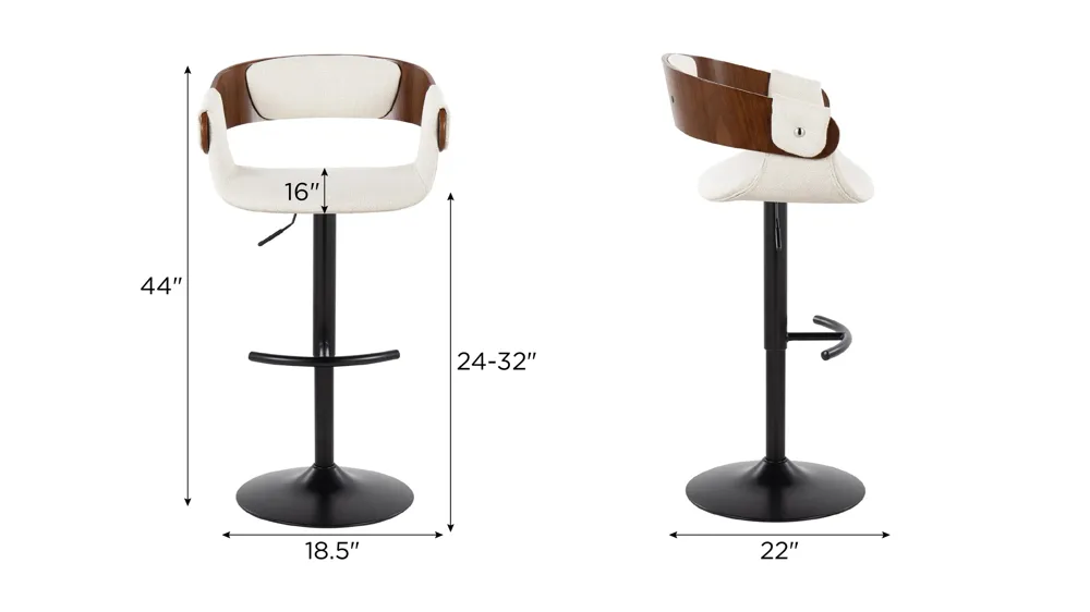 Elisa Adjustable Barstool - Set of 2 Dimensions