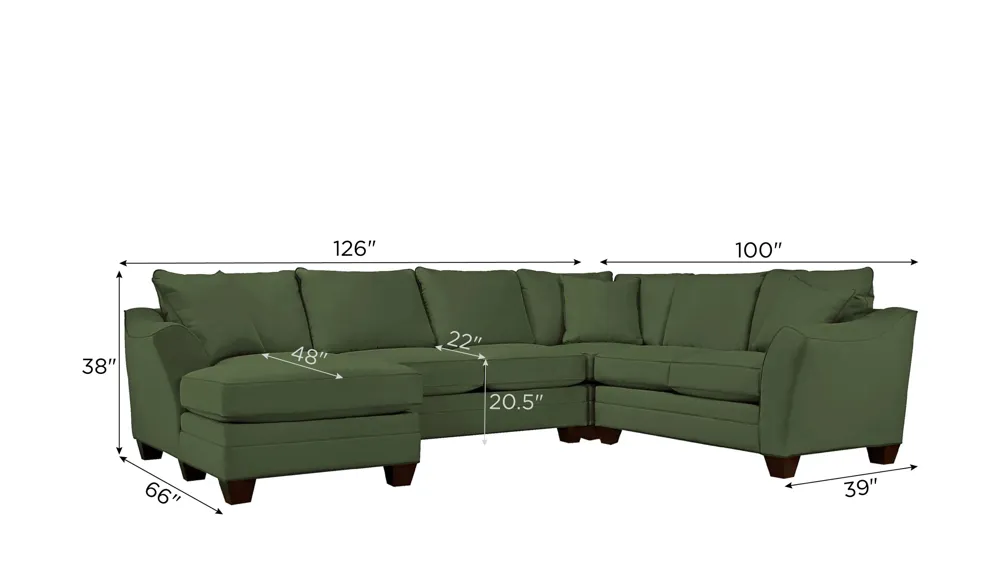 Foresthill 4-pc. Left Hand Chaise Sectional Sofa Dimensions