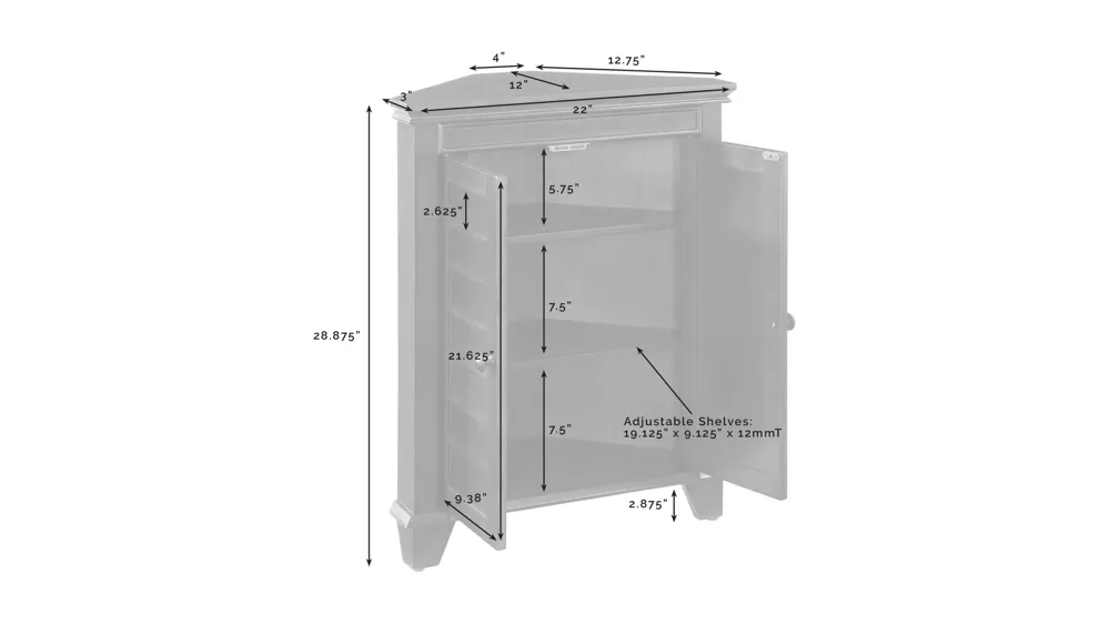 Lydia Corner Cabinet Dimensions