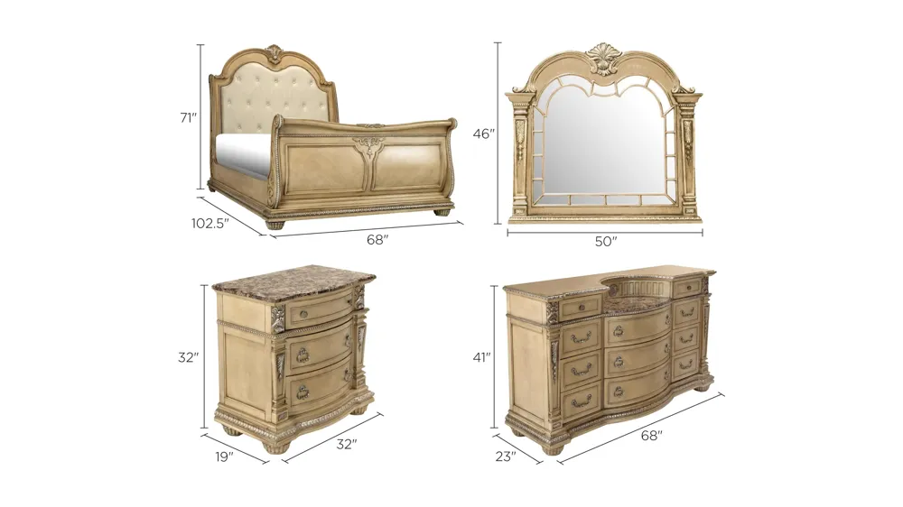 Wilshire 4-pc. Bedroom Set Dimensions