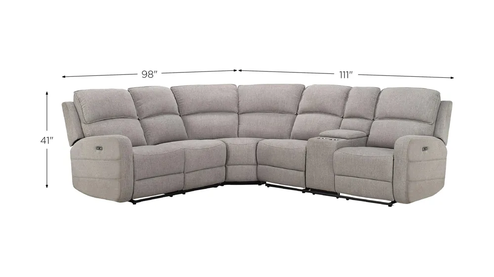 Everitt Chenille 3-pc. Power Sectional Dimensions