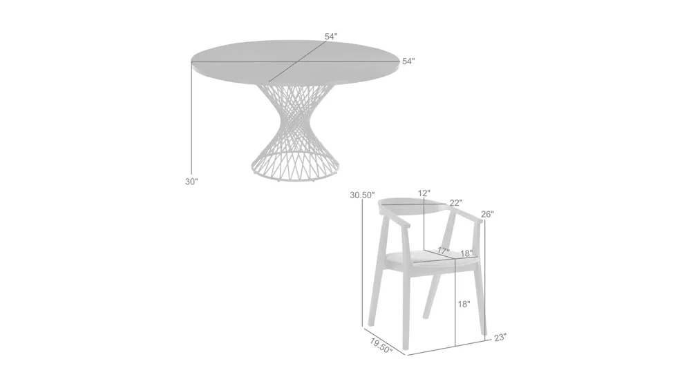 Santana 5-pc. Dining Set Dimensions
