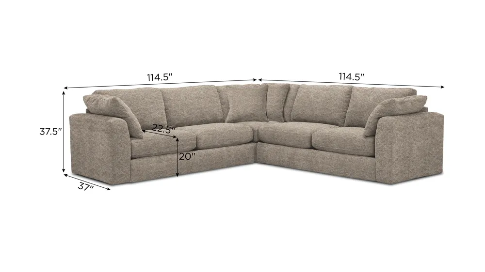Nappily 3-pc. Sectional Dimensions