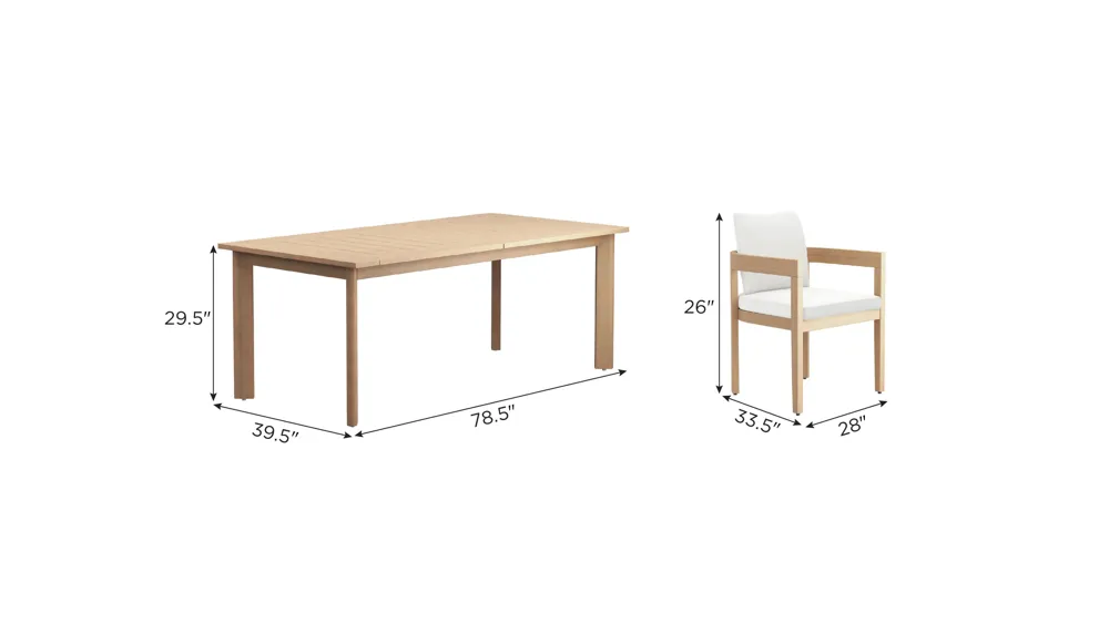 Wesley 5-pc. Outdoor Patio Dining Set Dimensions