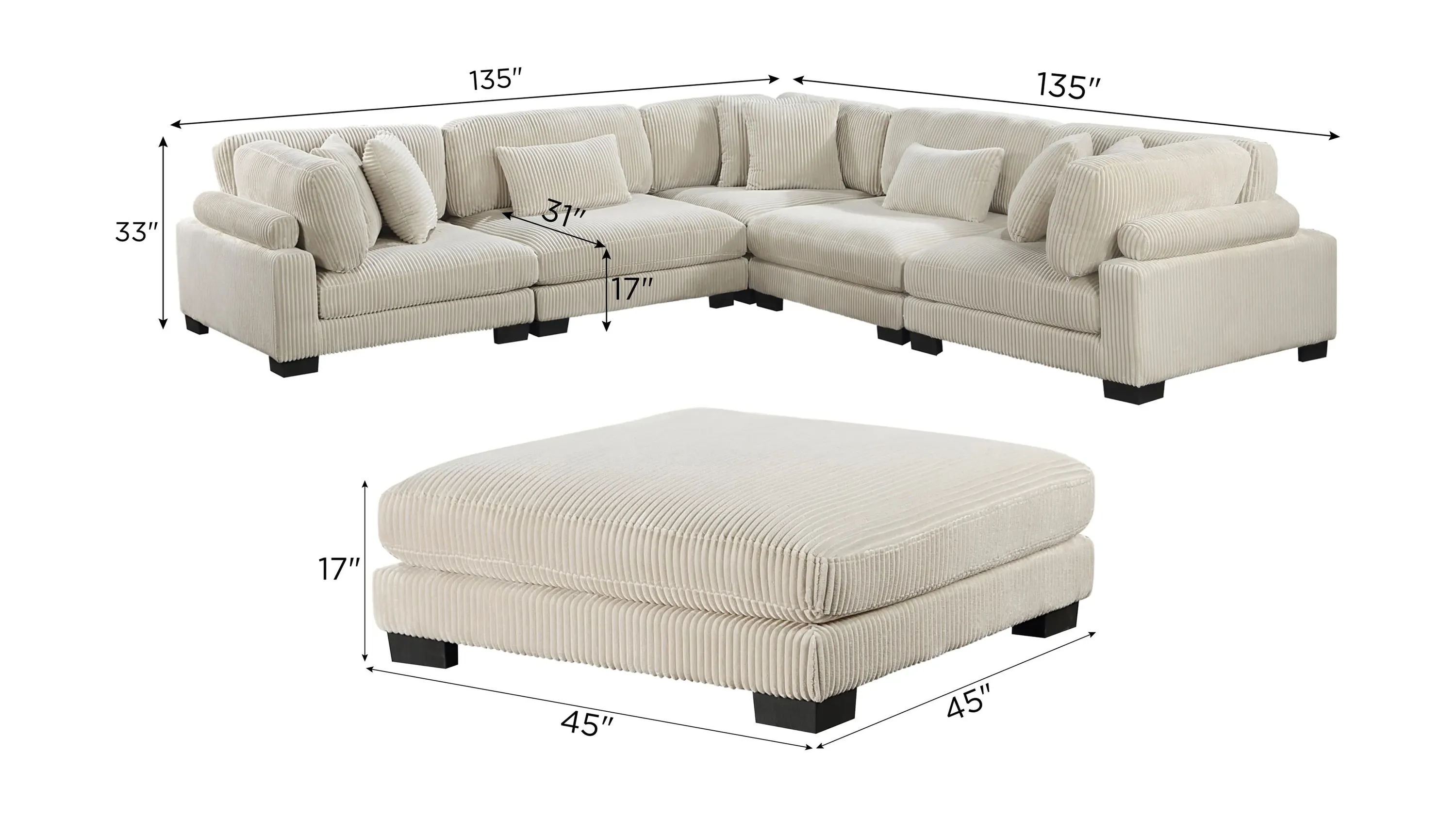 Maverick 5-pc. Sectional w/ Cocktail Ottoman