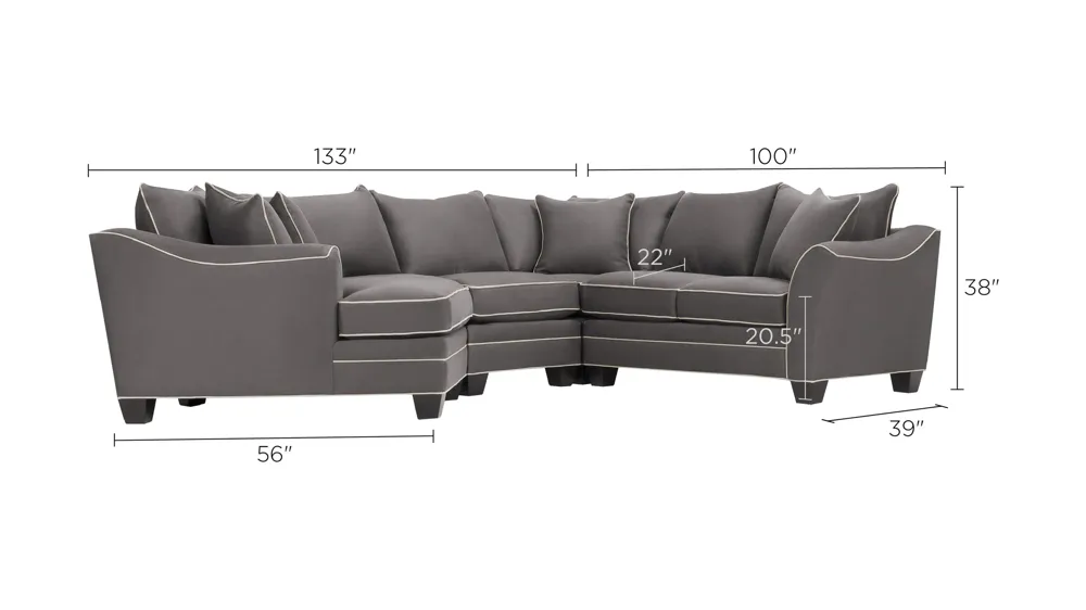Foresthill 4-pc. Left Hand Cuddler Sectional Sofa Dimensions