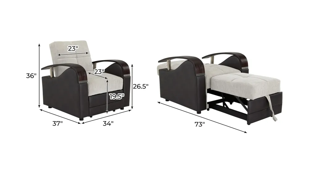 Jayson 2-pc. Klik Klak Pop-Up Sleeper Chair Dimensions