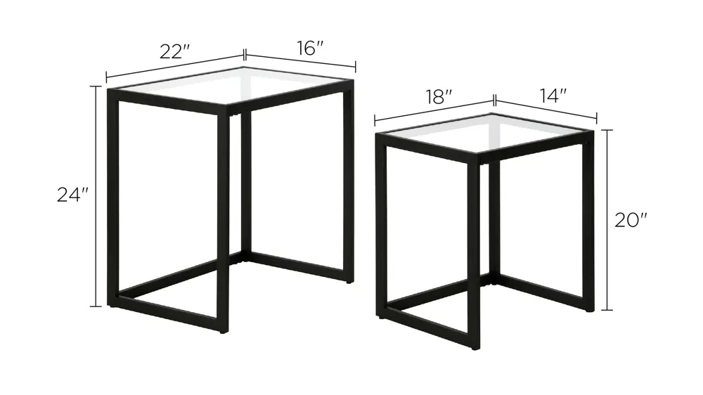 Ophelio Nesting End Table Set Dimensions