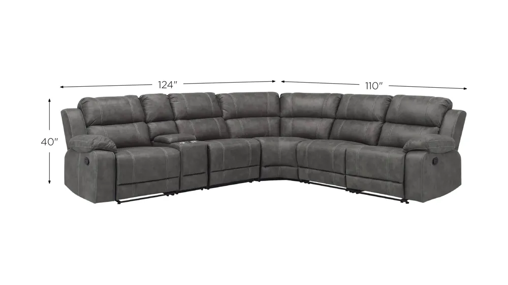 Kerridon 6-pc. Reclining Sectional Dimensions
