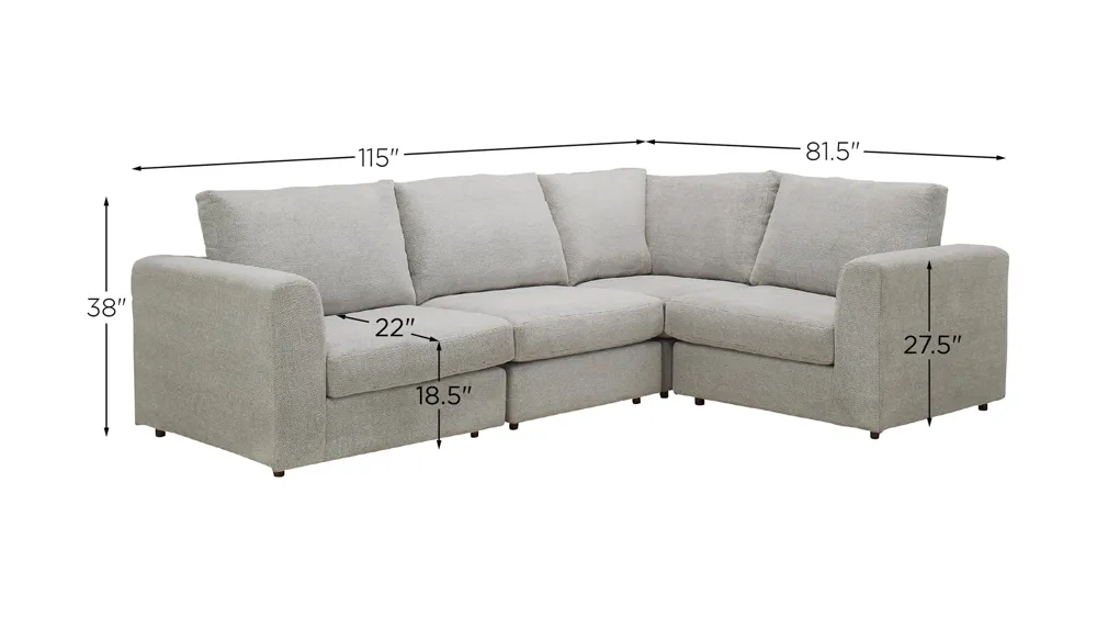 Cassio 4-pc. Sectional Dimensions