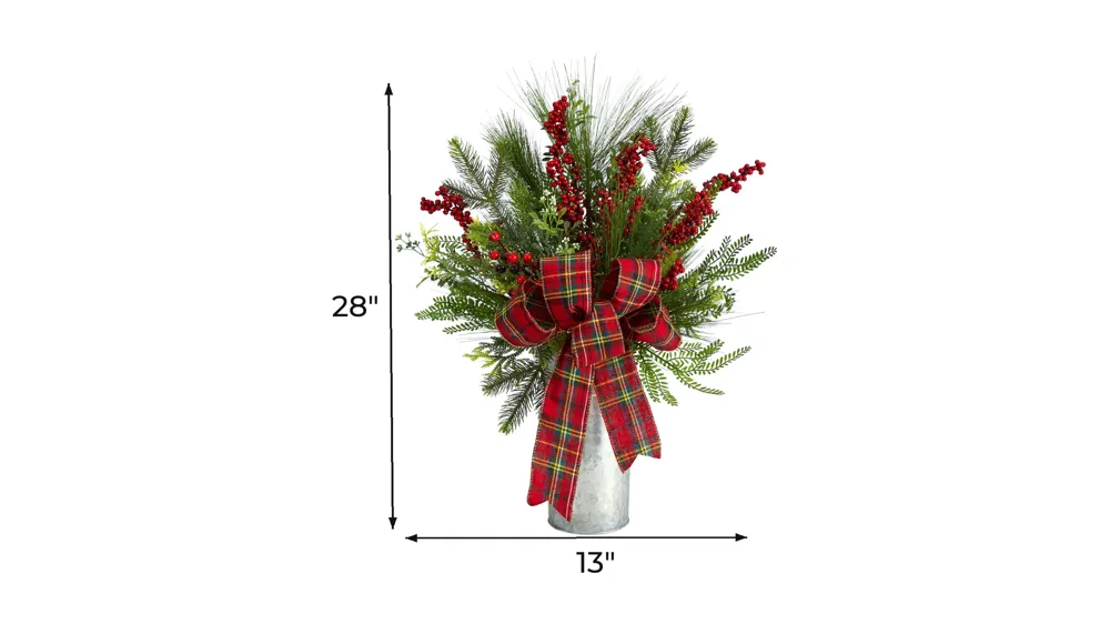 28" Holiday Foliage Artificial Arrangement Dimensions