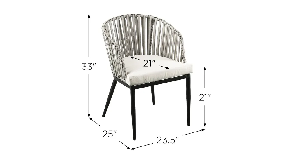 Gibson Outdoor Chairs - Set of 2 Dimensions