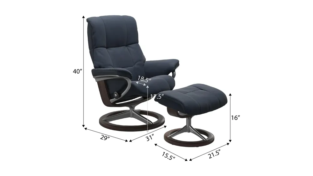 Mayfair Small Signature Chair w/ Ottoman Dimensions