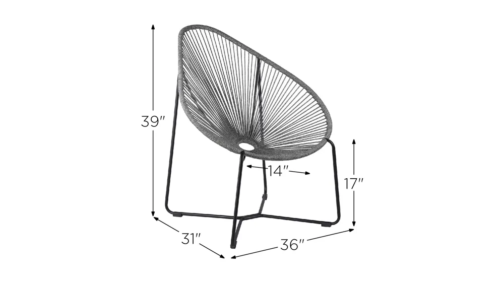 Acapulco Indoor Outdoor Steel Papasan Lounge Chair Dimensions