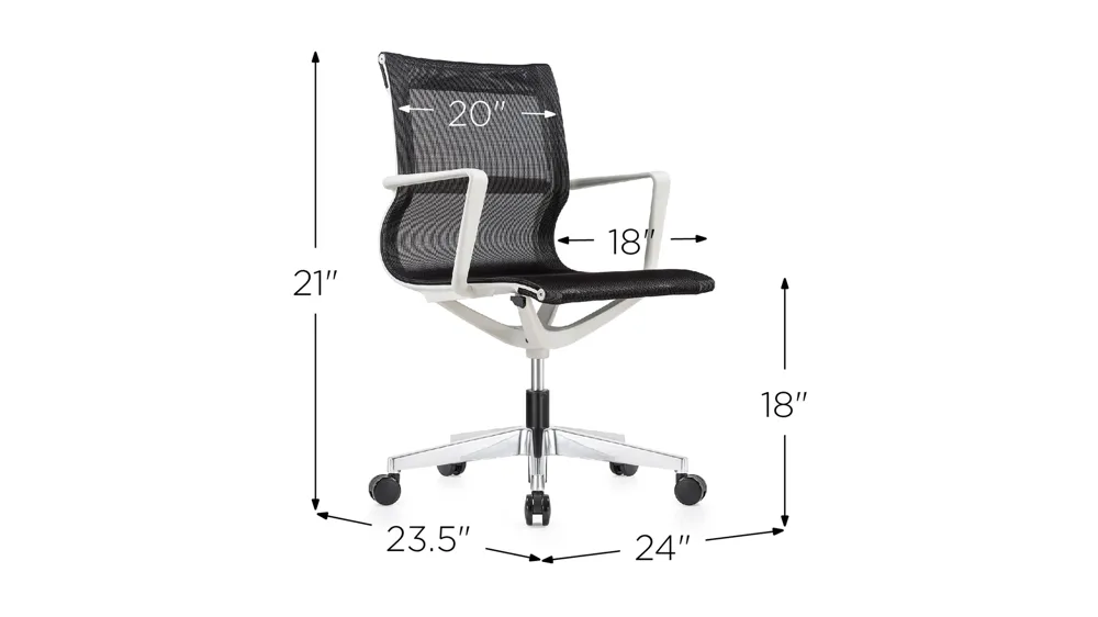 Kinetic White Frame Office Chair with Mesh Back Dimensions