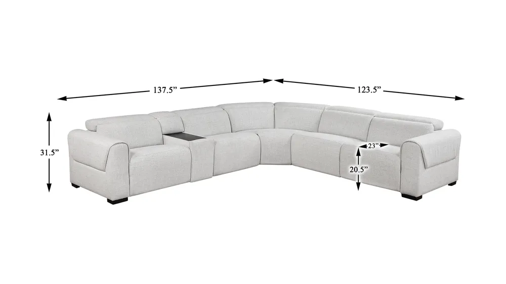 Zennia 6-pc. Modular Power Reclining Sectional Dimensions