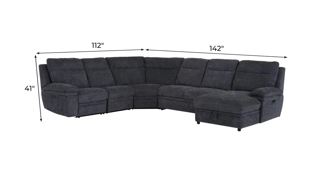 Enbridge 5-pc. Dual Power Sectional Dimensions