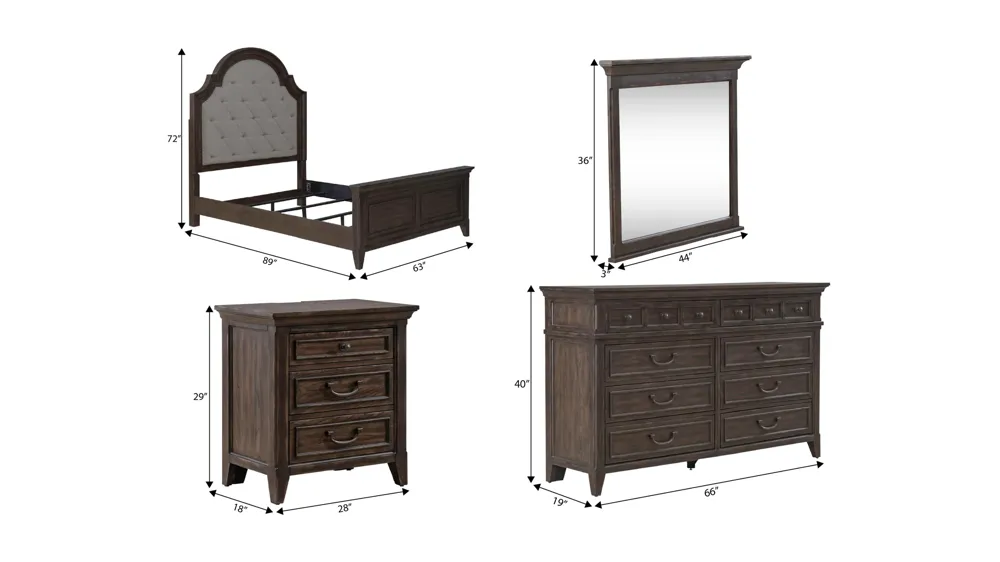 Paradise Valley 4-pc. Bedroom Set Dimensions