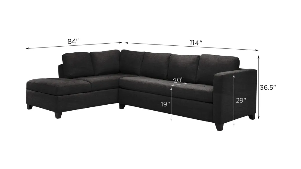 Dexter 2-pc. Sofa Chaise w/Queen Sleeper Dimensions
