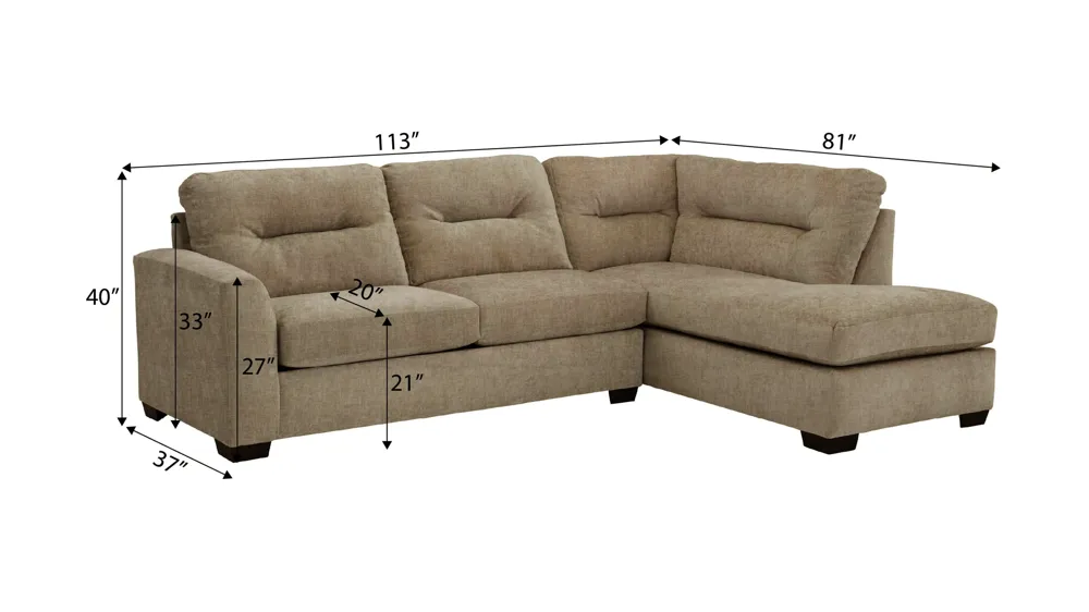 Oliver 2-pc. Sectional Dimensions